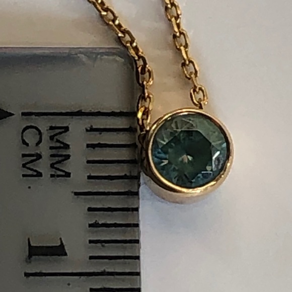 14K Yellow Gold Blue Topaz 18.5” Necklace. - Picture 9 of 14